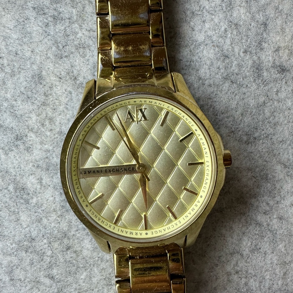 Armani Exchange Quilted Gold Watch